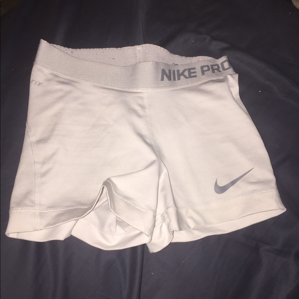 White Spandex Dri-Fit Nike Pro Shorts